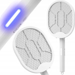 Aku. sklopivi električni reket protiv insekata LED UV USB 50cm bijeli