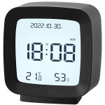 LCD budilka s prikazom temperature datuma vlage črna