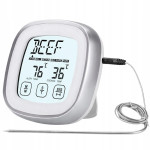 Osvijetljeni LCD kuhinjski termometar na dodir -20 do +300°C srebrna s