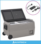 Prijenosni hladnjak s kotačima i adapterom crno-sivi 36 L PP/PE - NOVO