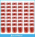 Staklenke za džem s bijelo-crvenim poklopcima 48 kom 230 ml - NOVO