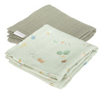 Komplet 2 muslin pelene Little Farm/Olive - Little Dutch