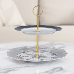 ETAŽER 2 NIVOA TIMELESS NOIR PORCULAN NEW BONE C. 27 + 21 cm - VALOVIT