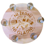 OKRETNA DASKA - PLADANJ fi 34 cm SA 6 ČAŠICA I GRAVUROM