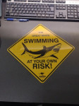 THE GREAT WHITE SWIMMING AT YOUR OWN RISK! ROADSIGN australia © znak .