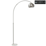 Podna lampa, lučni dizajn s mramornim postoljem, 167 cm, srebrna