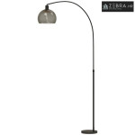 Podna lampa, zakrivljena glava, nožni prekidač, mramorna baza, plastič