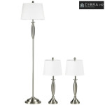 Set rasvjete od 3 dijela. 1 podna lampa, 2 stolne lampe, izgled lana;