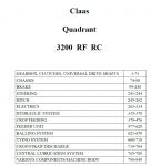 Claas Quadrant 3200  RF  RC - Katalog rezervnih dijelova