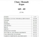 Renault / Claas Ergos 105 - 85  (ZT566) Katalog dijelova
