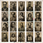 20 kom vintage pečata s portretima kriminalaca