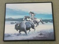 Indijanac u lovu na bizona, plakat, uramljen i ostakljen
