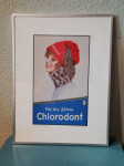 Stari vintage reklamni plakat Chlorodont, ustakljen i uramljen