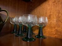 Kristalne čaše 6 kom, zeleno-bijele