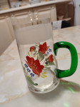 Vintage krigla, čaša staklena, vis. 13 cm., širina otvora 7 cm.