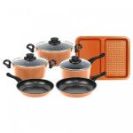 Herzberg HG-04838 set bakrenog posuđa s neprianjajućim premazom, 9 dij