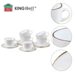 KingHoff KH-1930 set šalica s tanjurićima, 12 dijelova, 220 ml, bijelo