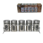 POSUDICE ZA ZAČINE 5/1 NA STALKU 28x6,2x9,8 CM STAKLO-METAL