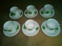 Stare White Rose šalice za kavu + tanjurići - 6 komada