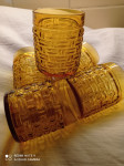 Vrč-Bokal - s 5 čaša-Vintage - žuto staklo