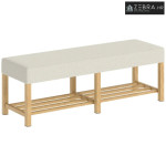 Klupa za cipele od punog drva 140 cm s tapeciranim sjedalom