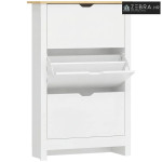 Ormarić za cipele, 3 pretinca, za 18 pari, 72x26x112 cm, bijela i smeđ