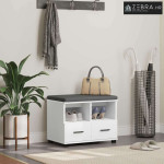 Klupa za hodnik s jastukom s ladicama Bijelo 60 x 38 x 46 cm