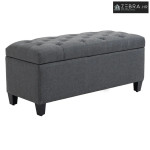 Klupa za odlaganje, tapecirana, drvene noge, 100x40x44 cm, tamno siva