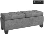 Klupa za odlaganje, tapecirana, izgled lana, 116x41x47 cm, siva
