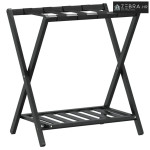 Stalak za prtljagu crni 68 x 38 x 58 cm od bambusa