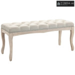Tapecirana klupa s lanenom navlakom i drvenim okvirom, 110x40x48 cm, b