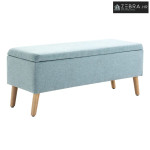 Tapecirana klupa za odlaganje, izgled lana, drvene noge, 110x39x45 cm,