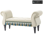 Tapecirana klupa, sjedalo, vintage dizajn, do 150 kg, 117x40x58 cm, be