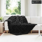 Lažni zec deka Crna 150 x 220 cm Poliester