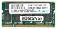 512MB Apacer UNB PC2700 cl2.5 78.92033.111 333mhz DDR SODIMM