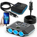 12V-24V LED avto polnilec in razdelilec 4x USB Quick Charge 3.0 LCD