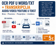 OCR PDF u Word/TXT + transkripcija audio/video/YouTube u tekst