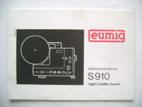 Eumig S 910 - High Quality Sound Super 8mm Projector - uputstvo
