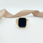 14K ZLATNI PRSTEN SA CRNIM KAMENOM 6,43G .585***24RATE***R1***