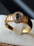 prsten s diamantima i centralno zafir