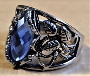 srebrni prsten sa akvamarinom
