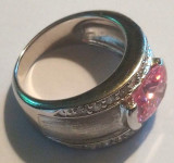 srebrni prsten sa rozim cirkonom
