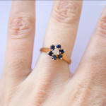 ZLATNI PRSTEN DIJAMANT I SAFIRI 18K (750) 3,20 grama NOVO • GOLD SHOP•
