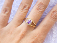 ZLATNI PRSTEN, LJUBIČASTI KABAŠON 14K (585) 4,05g NOVO • GOLD SHOP •