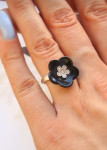 ZLATNI PRSTEN ONIX I DIJAMANTI 18K (750) 2,98 grama NOVO • GOLD SHOP •