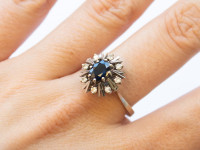 ZLATNI PRSTEN SAFIR I DIJAMANTI 18K (750) 4,00 grama NOVO • GOLD SHOP•