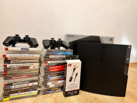 Playstation 3 Slim, 35+ igra, 2 kontolera, PS move, kutija, sva oprema