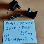 ADAPTER BLACK I DECKER 230 V / 7.5 V 225 ma TIP AD-0314-VD-A