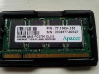 DDR1 Sodimm 256MB PC2700 Apacer