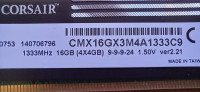 DDR3 - 16 GB - CORSAIR - CMX16GX3M4A1333C9 - 1333 MHZ